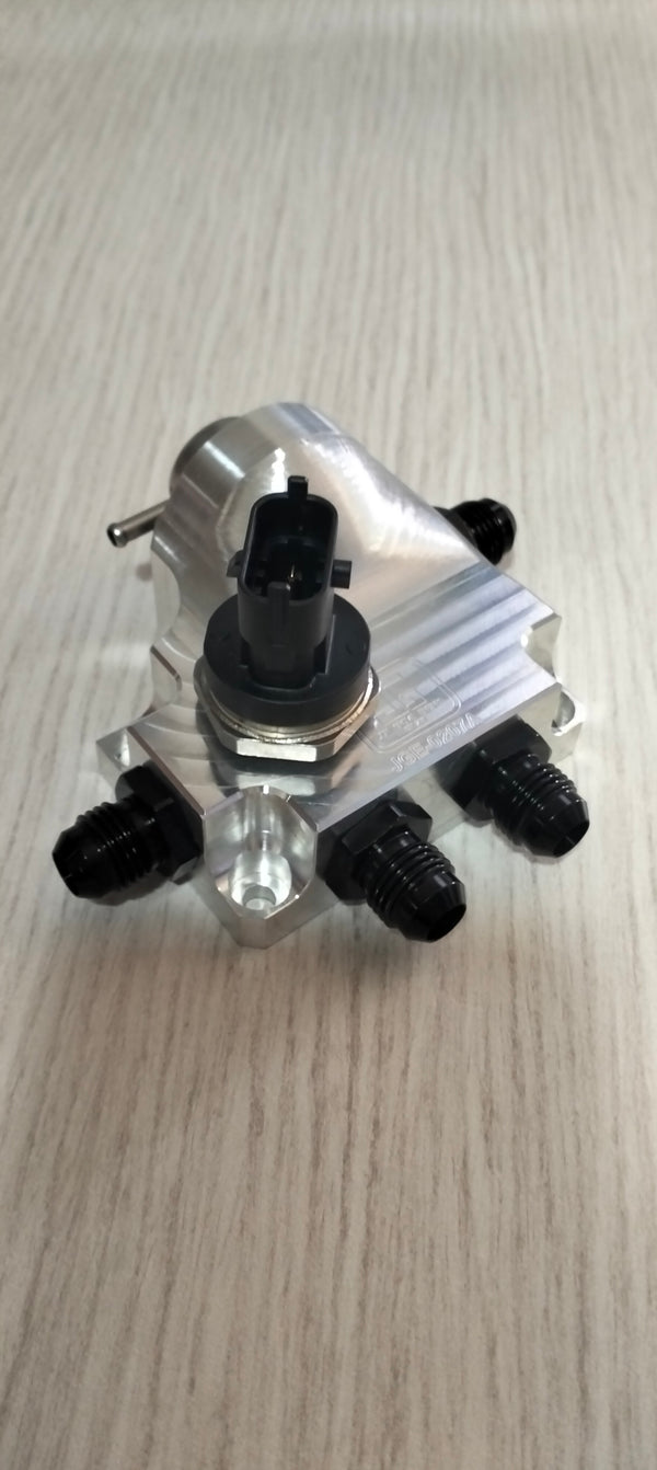 Inline fuel pressure regulator body